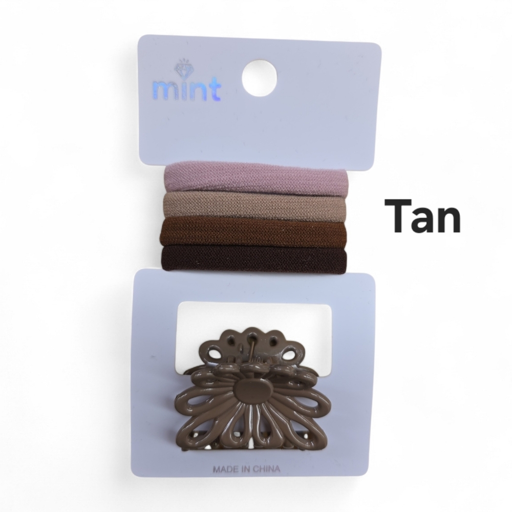 Mint Hair Clip and Elastic Hair Set In 6 Different Colors/Styles | Easy Add On